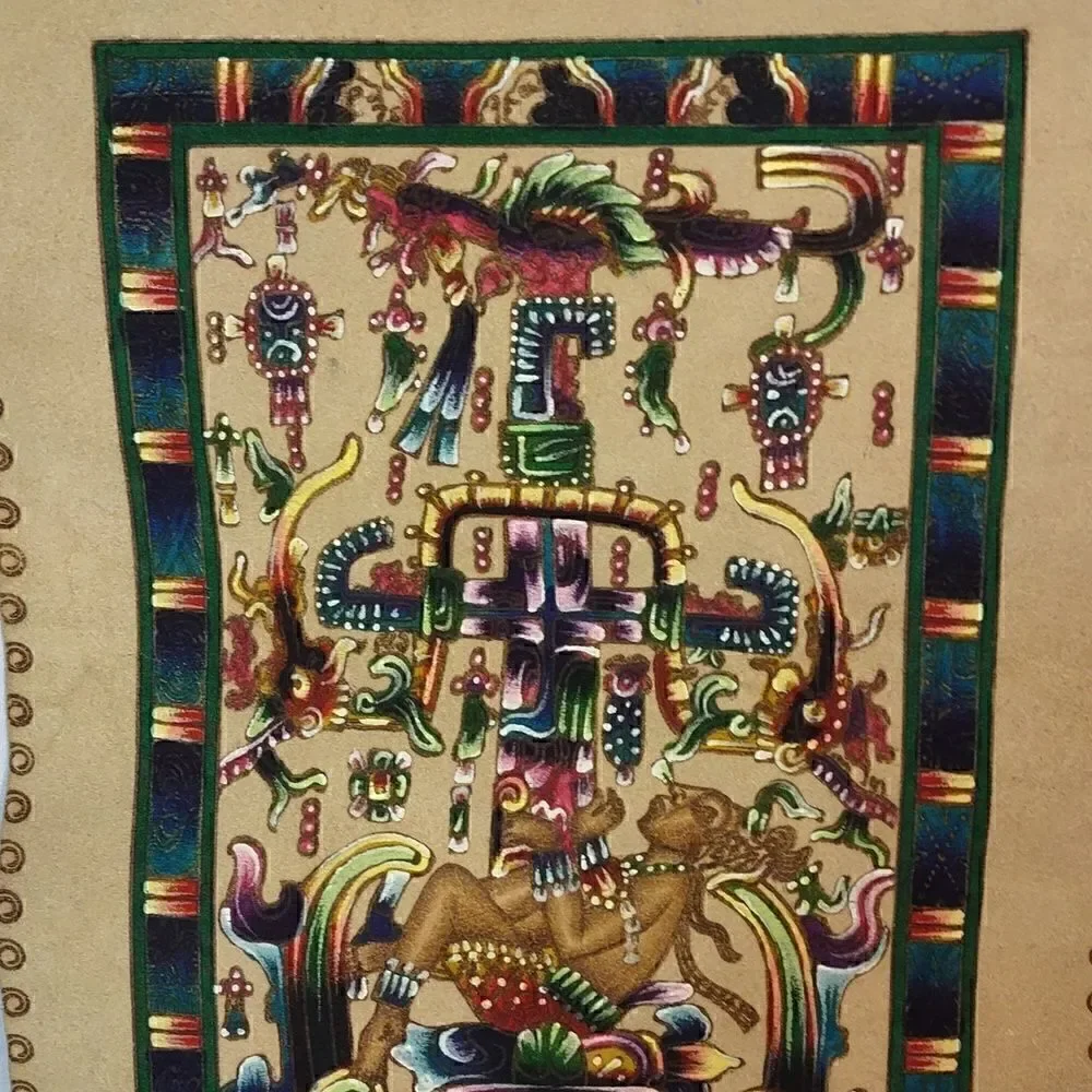 Mayan Pyrography Leather Painting